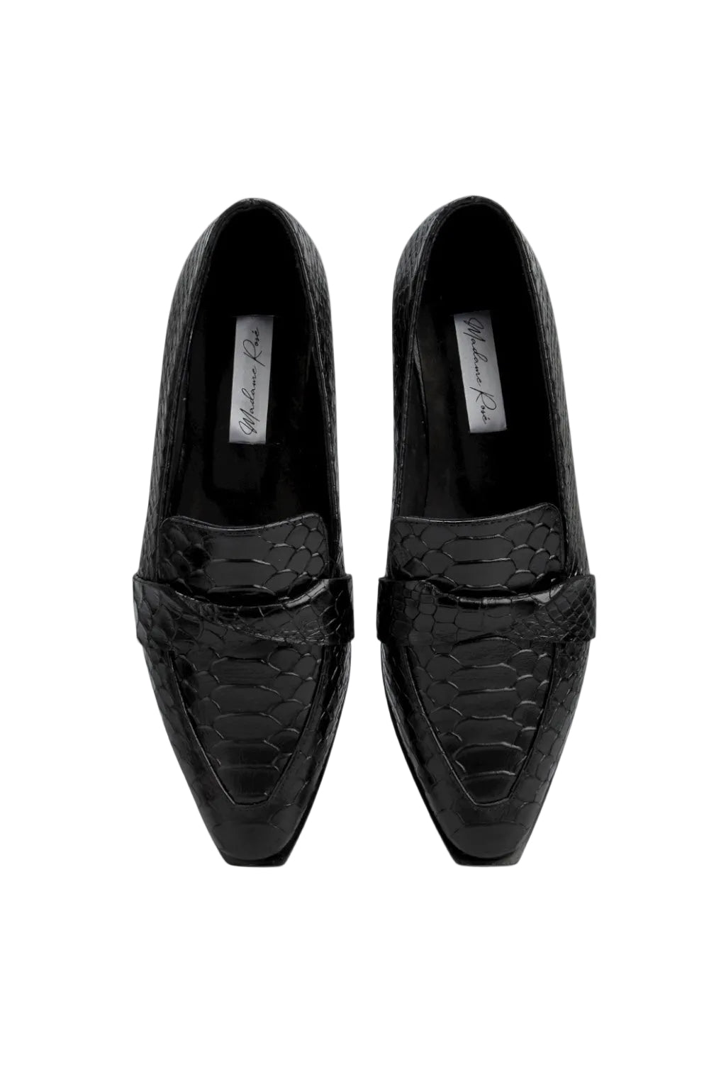 MOCASINES DE PIEL CON ANTIFAZ COLOR NEGRO TEXTURA PITÓN