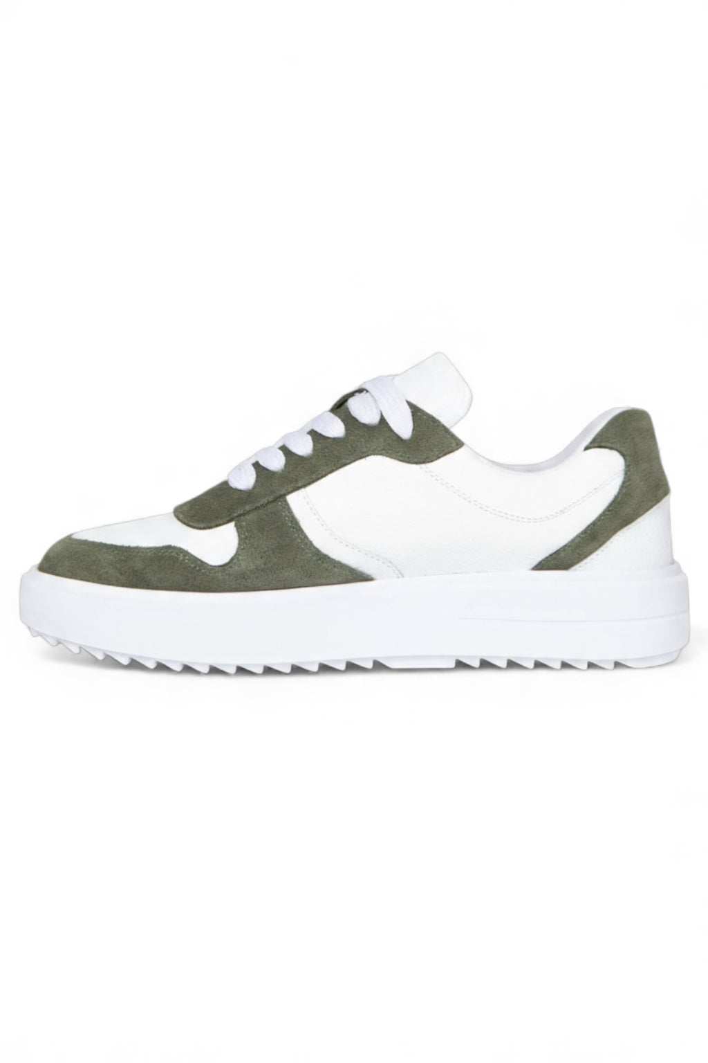 SNEAKERS DE PIEL BLANCO/VERDE OLIVA