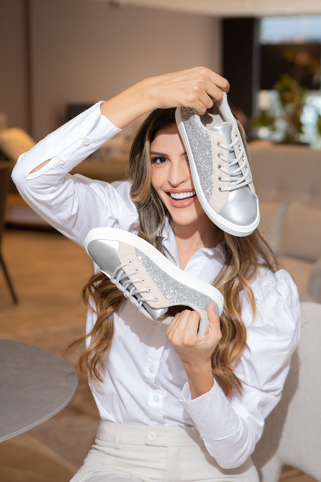 SNEAKERS PLATA / BEIGE