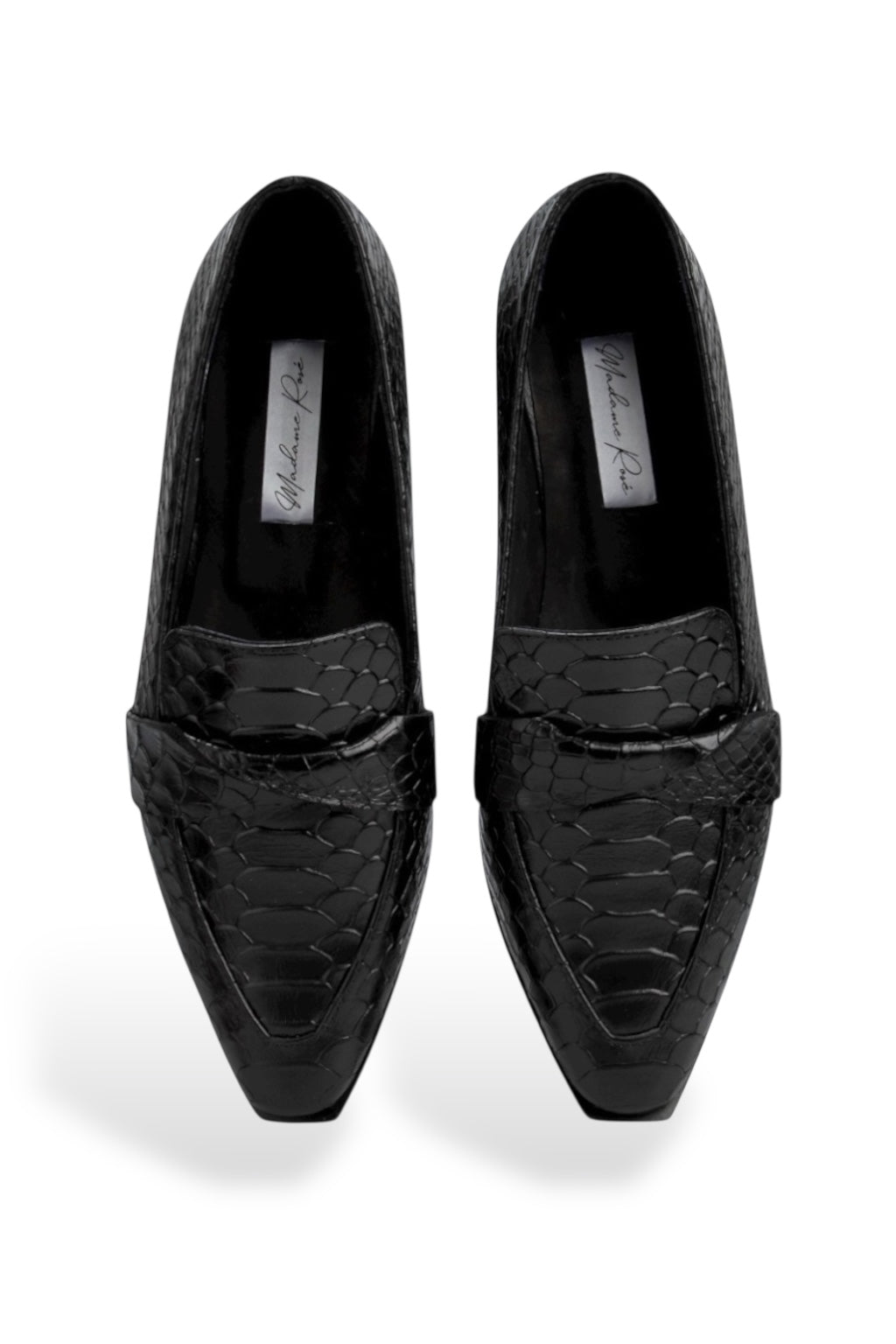 MOCASINES DE PIEL CON ANTIFAZ COLOR NEGRO TEXTURA PITÓN