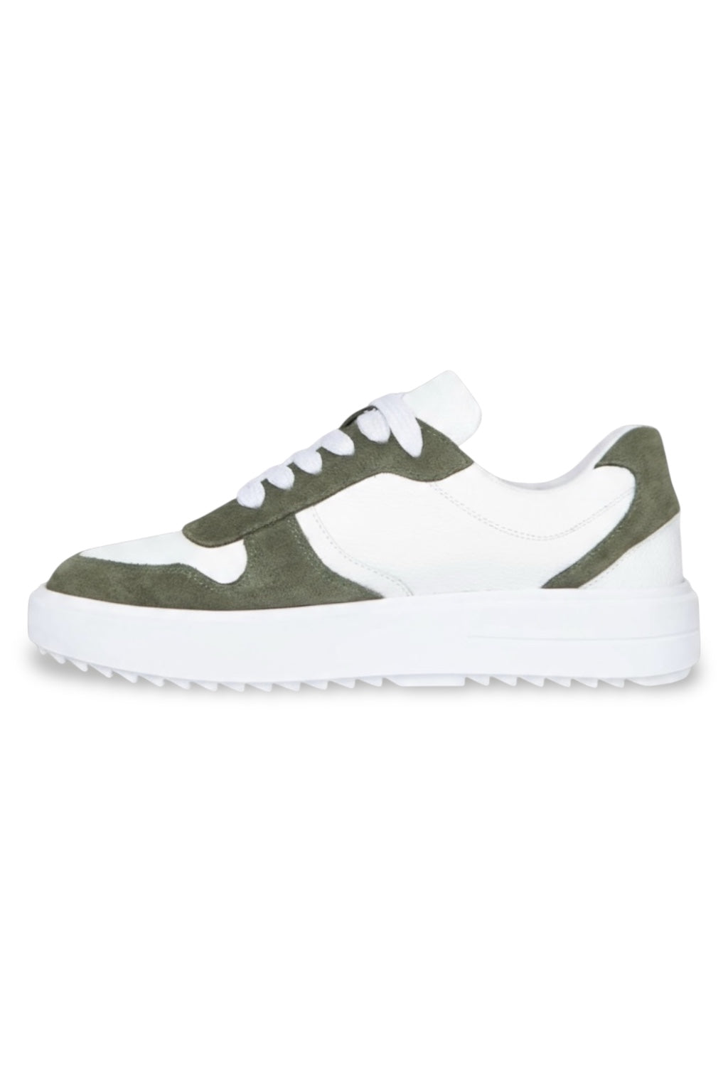 SNEAKERS DE PIEL BLANCO/VERDE OLIVA