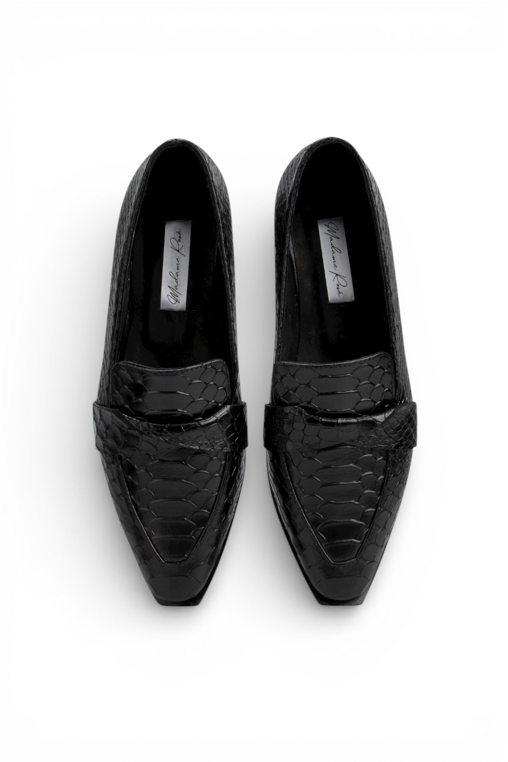 MOCASINES DE PIEL CON ANTIFAZ COLOR NEGRO TEXTURA PITÓN